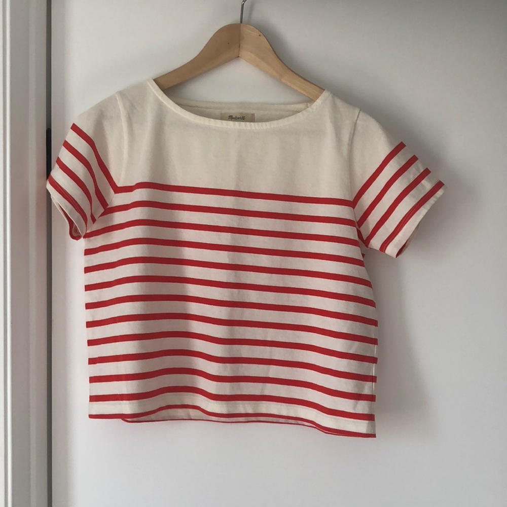 Madewell Red Stripped Boxy Tee